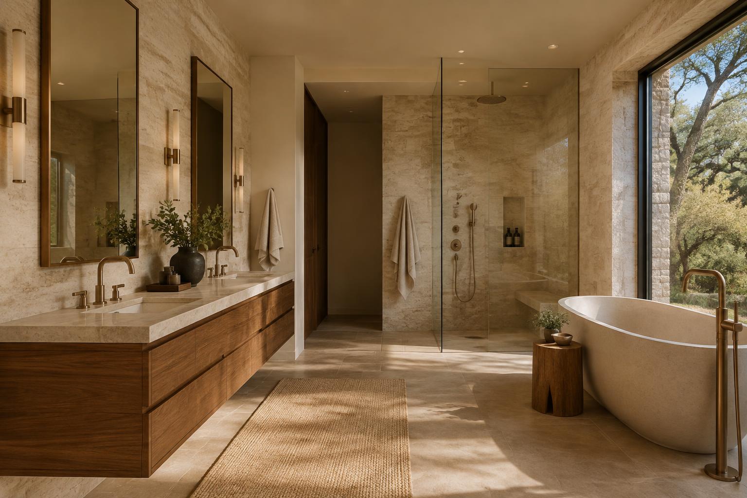 Natural wood, soft stone, and warmth in every detail.